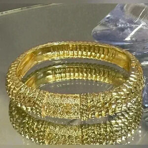 $6 Add-On | Gold tone metal hinged bangle  bracelet